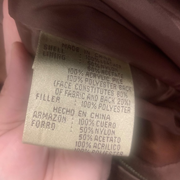 Vintage Colebrook & Co Brown Leather Aviator Jacket Sherpa Collar Women’s Sz Med - Picture 9 of 15